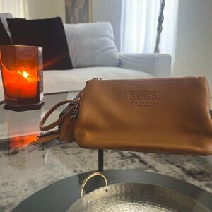 Vintage Tan Brown Leather Coach Wristlet